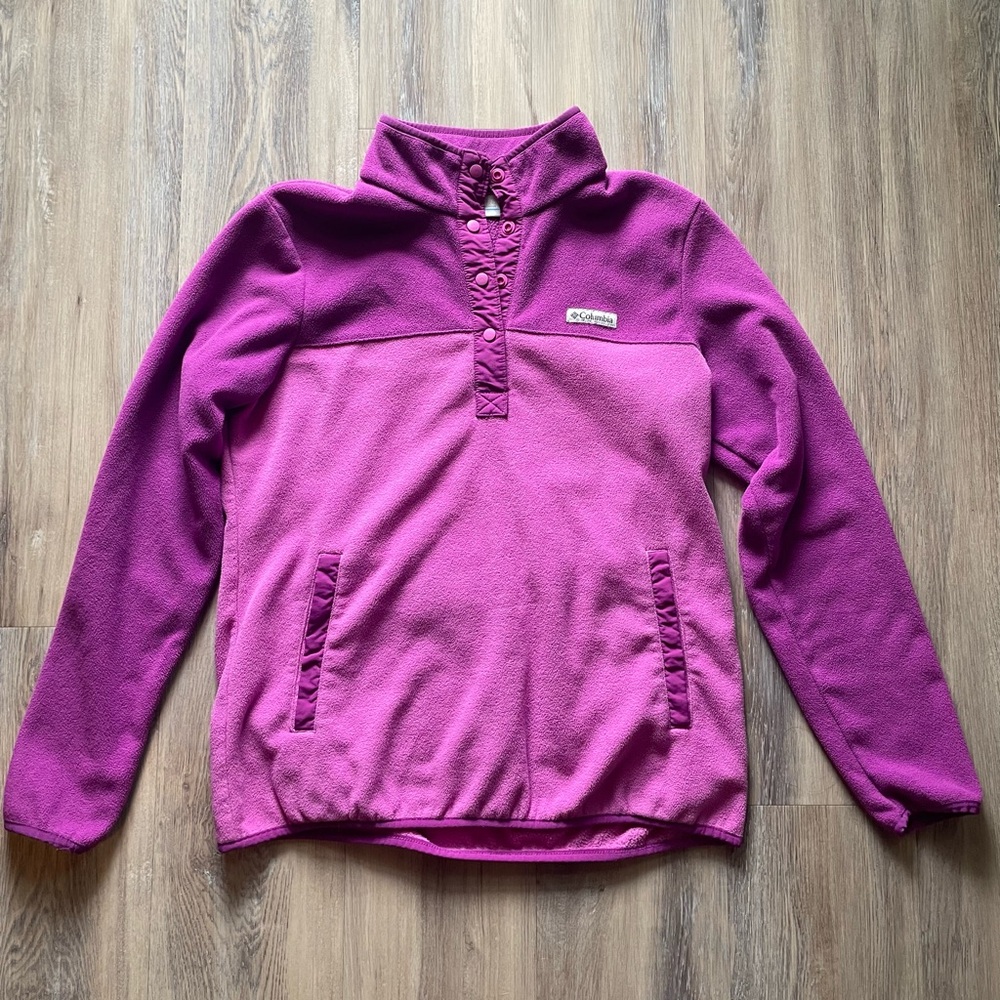 Pink Colorblock Columbia Fleece Pullover